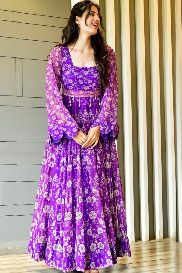 Party Wear Floral Print Gown Design For Women 2022 - Anaya Designer Studio