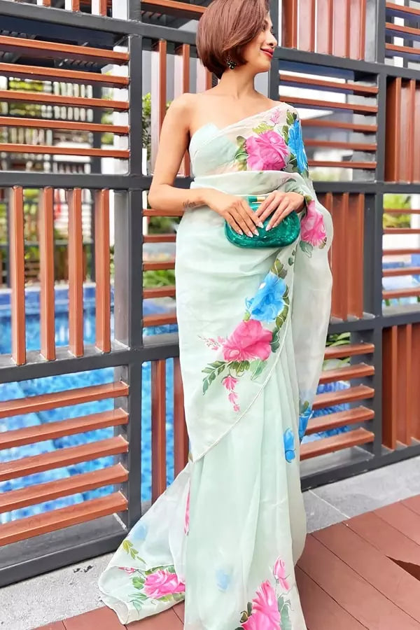 Digital Print Organza Saree Online Shopping - Anaya Designer Studio