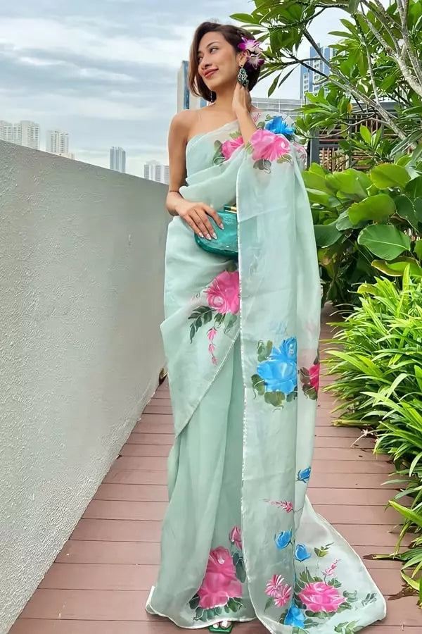 Digital Print Organza Saree Online Shopping - Anaya Designer Studio