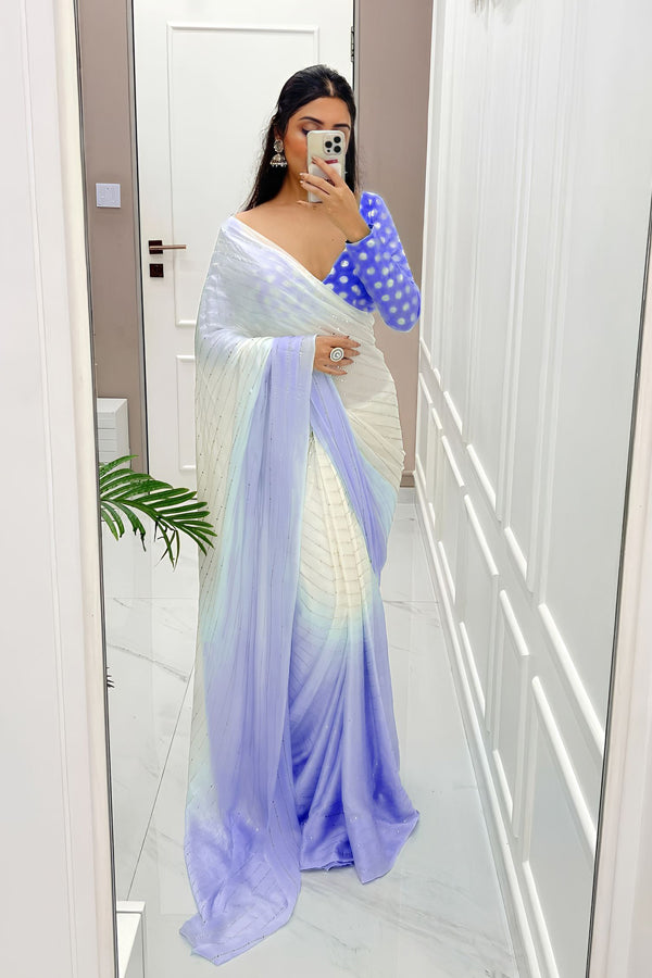 Double Shaded Modern Farewell Saree Ideas For Girls - Anaya Designer Studio