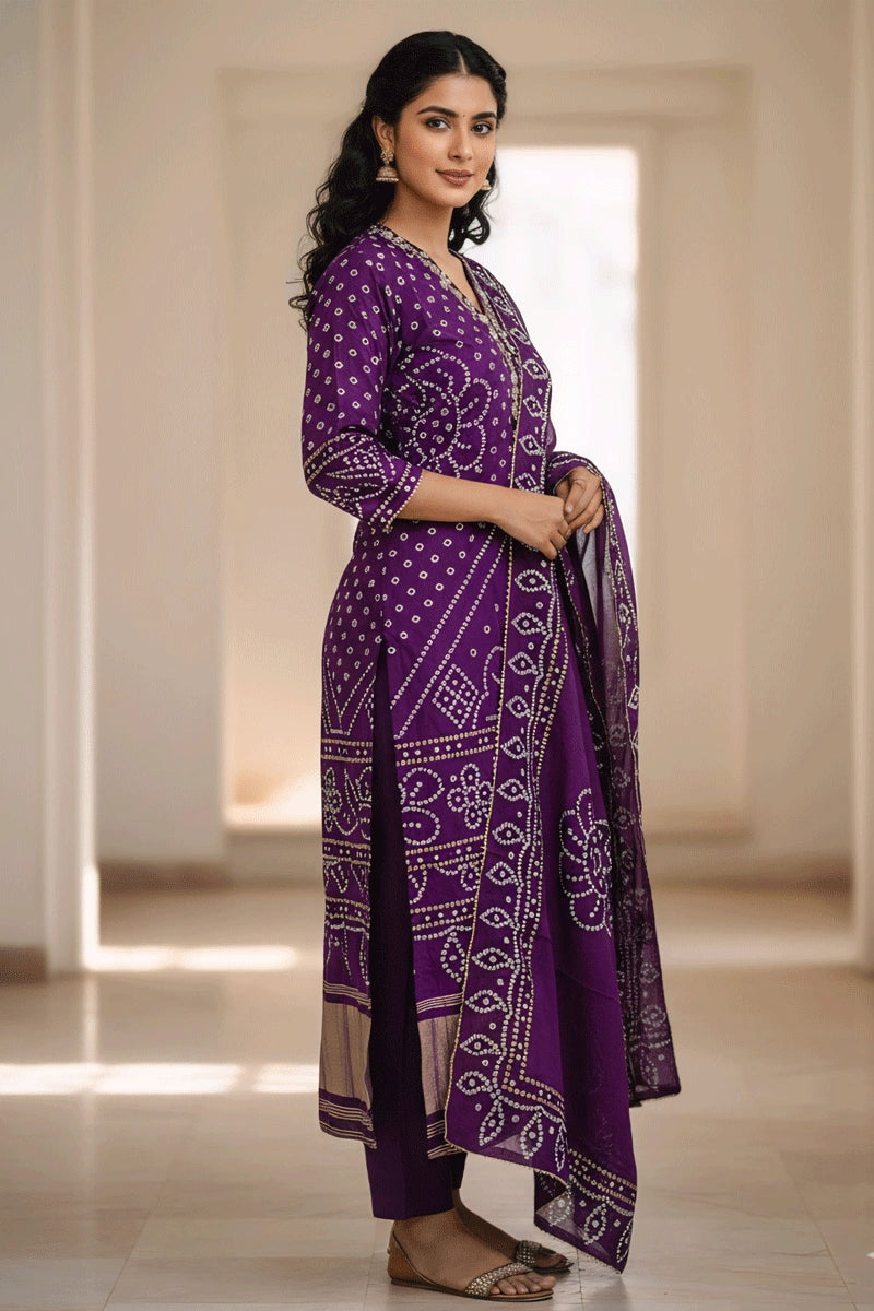 Purple Bandhani Dress