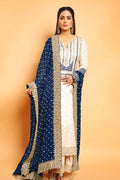 Eid  Special white Dress with blue dupatta For Ladies