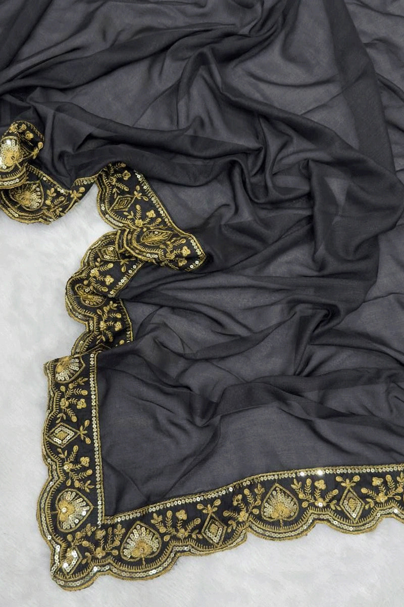 Elegant Black Saree in Vidya Balan Look