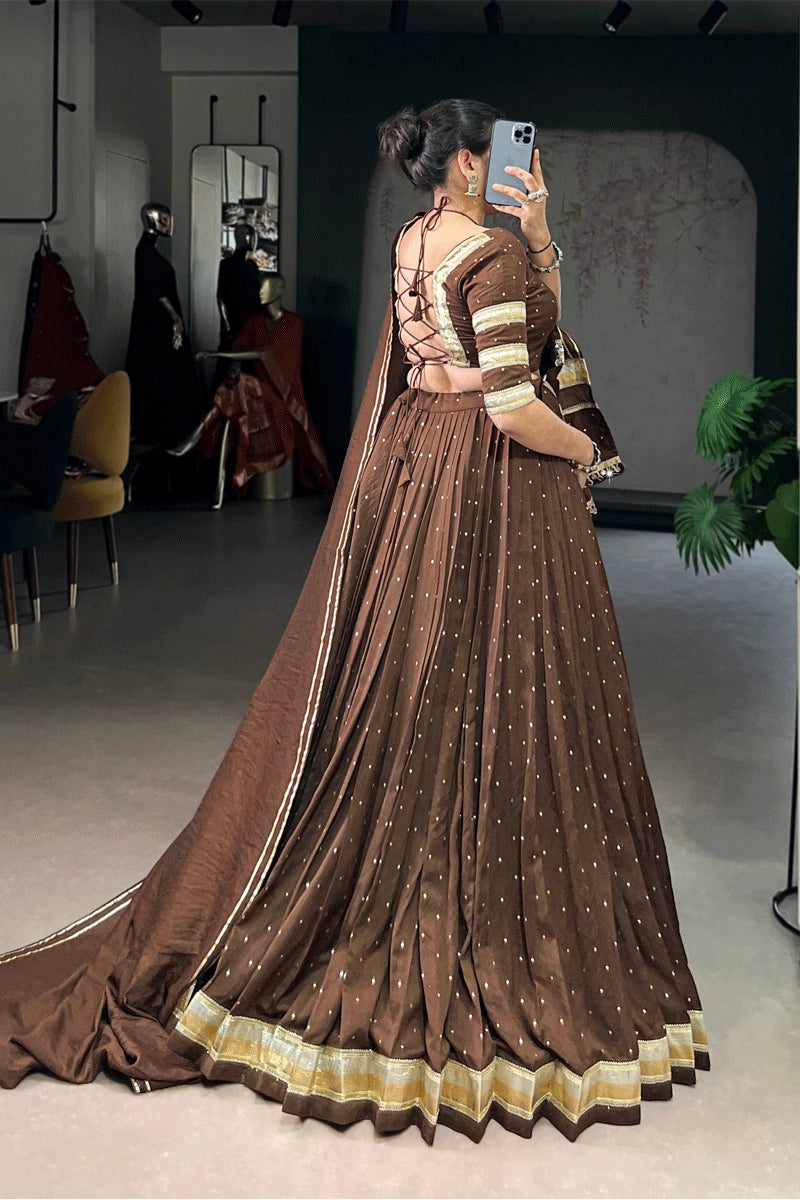 Elegant Brown Lehenga Choli for Bride