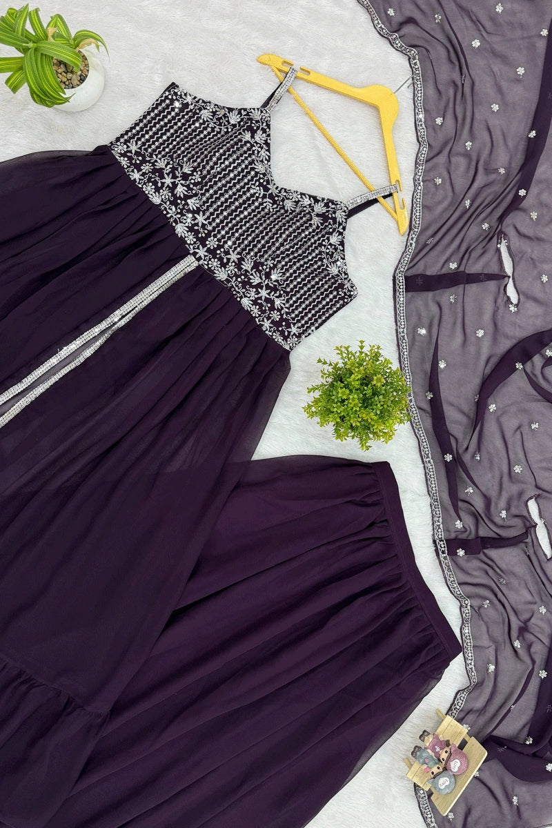 Elegant Embroidery Work Indo-Western for Sangeet