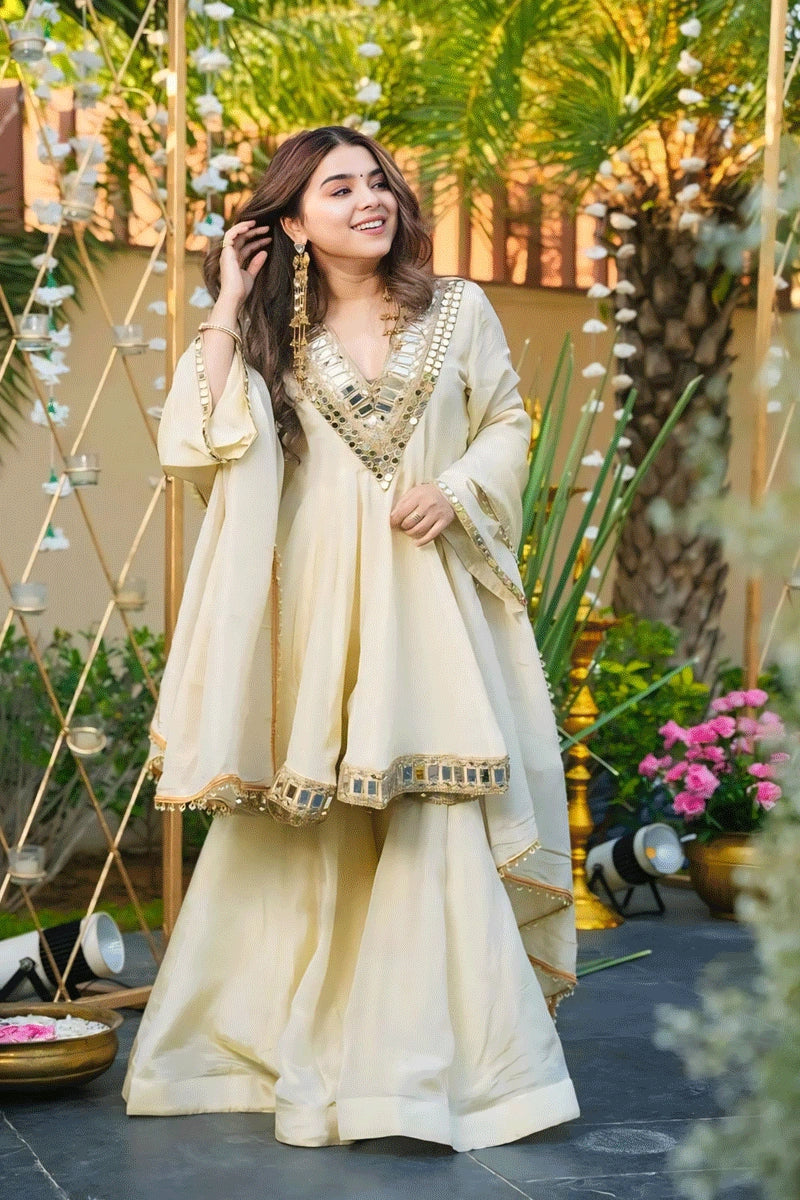 Real Mirror Work Sharara Suit for Wedding Functions