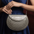 Elegant Silver-Finish Bridal Clutch