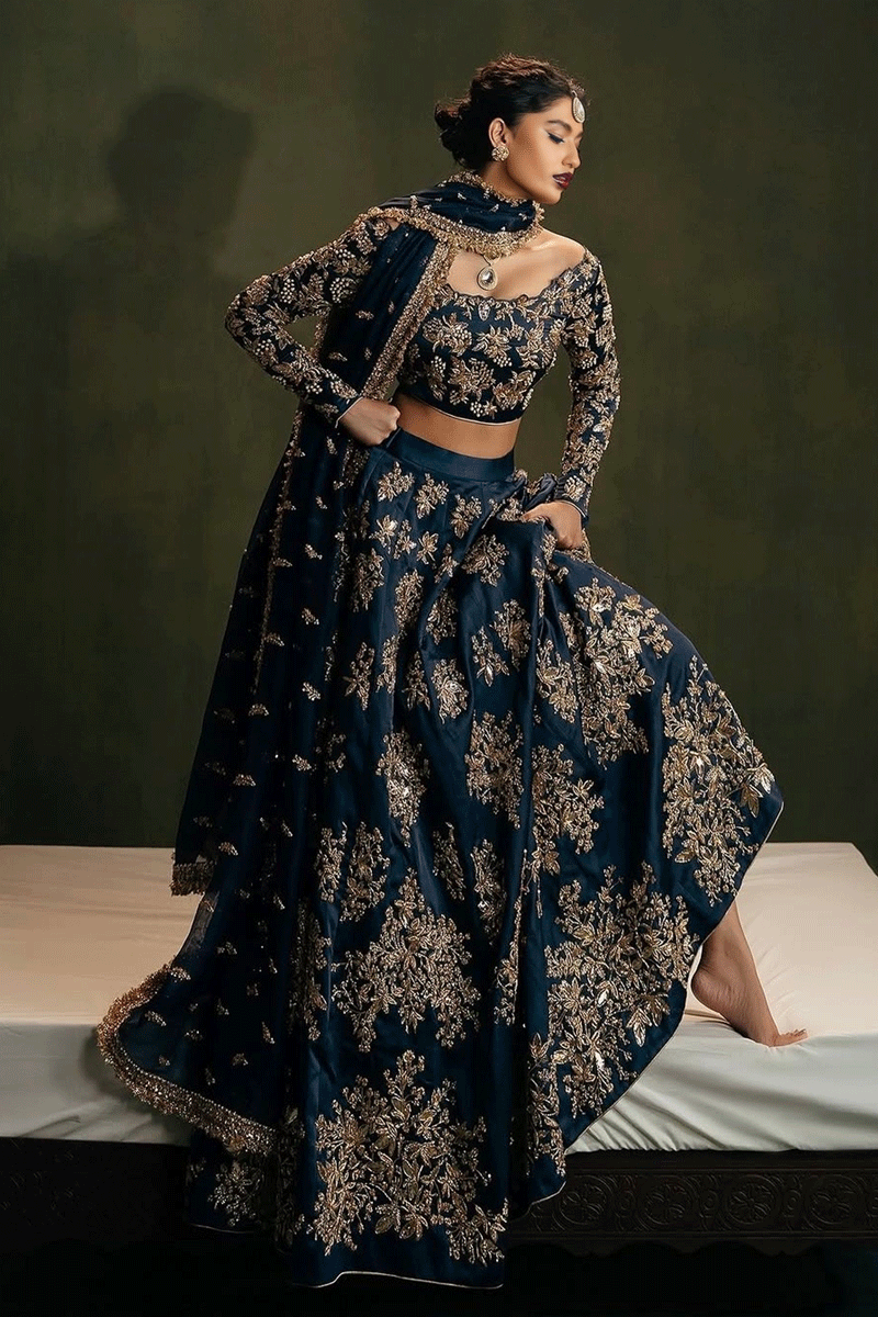 Elegant Thread Embroidery Lehenga for Sangeet Night