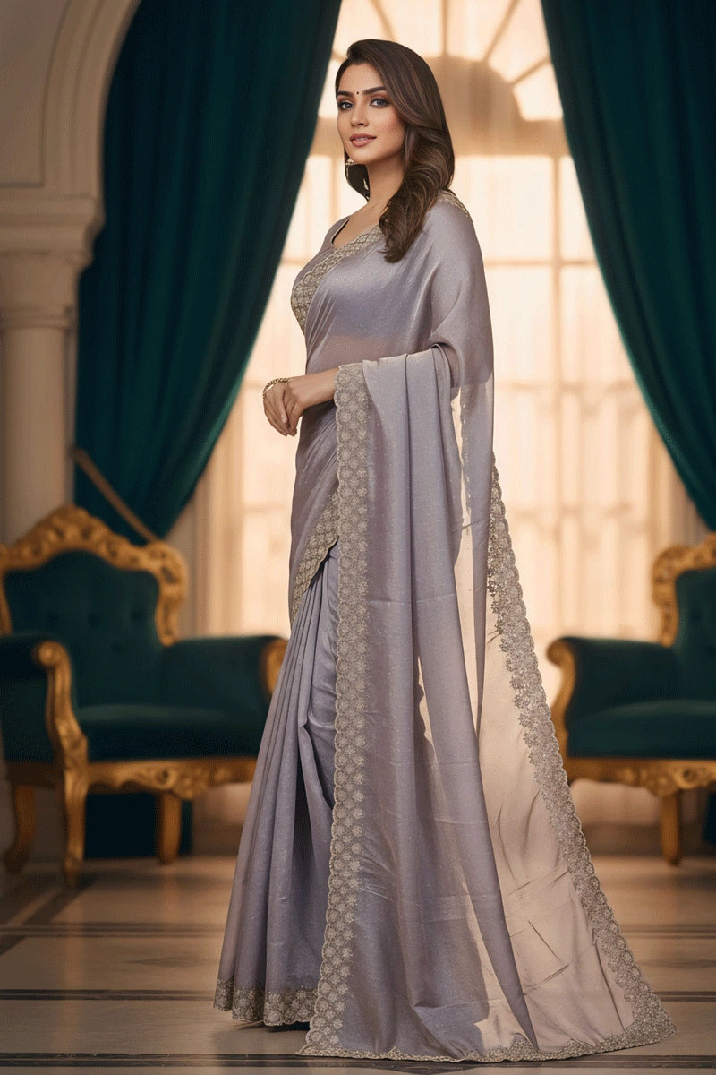Elegant Wedding Wear Jarkan Diamond Saree