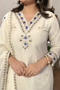 Elegant White Embroidered Suit for Wedding Guests