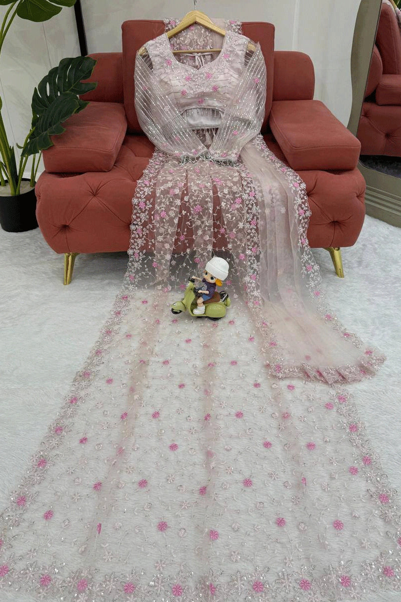 Elegant net saree for party