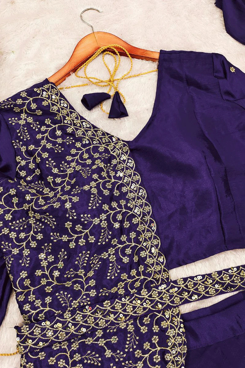 Embroidery Work Ready To Wear Lehenga Saree 