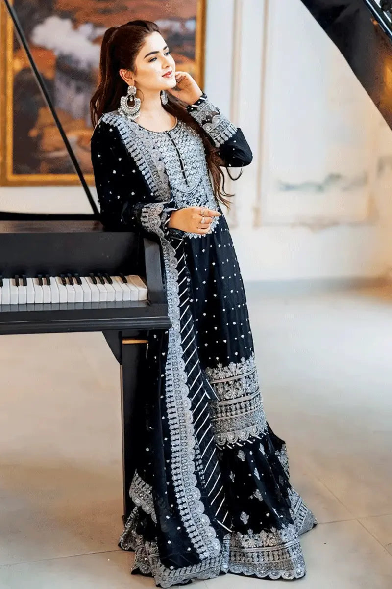 Embroidery &amp; Sequence Work Heavy Sharara Dress