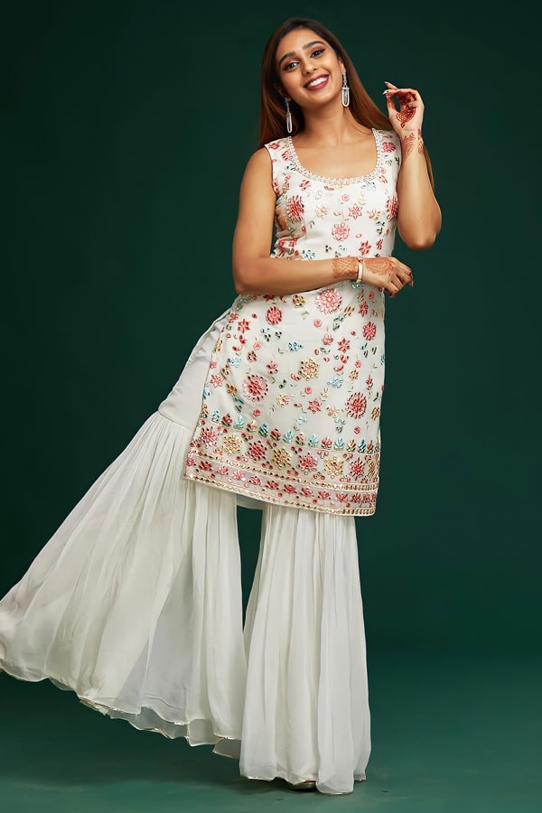 Fancy Stylish Embroidery Sharara Suit Design 2022 - Anaya Designer Studio