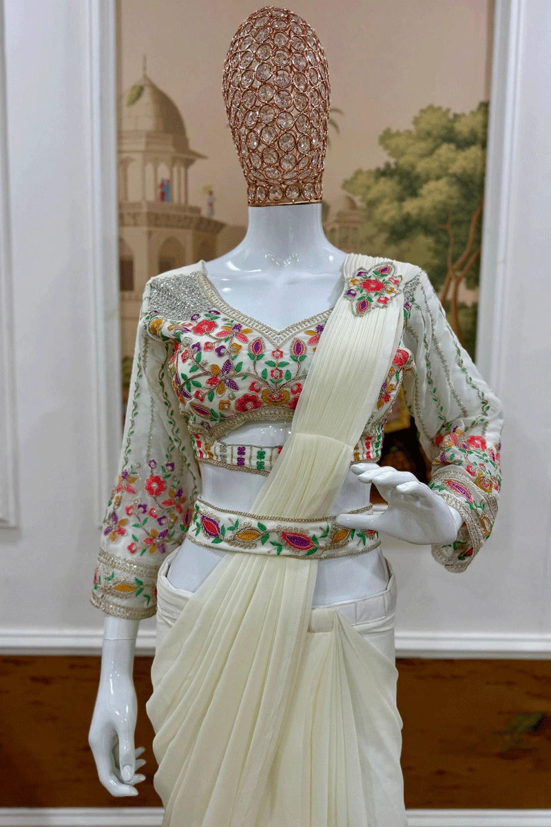 Fancy Designer Pre-Draped Saree for Party