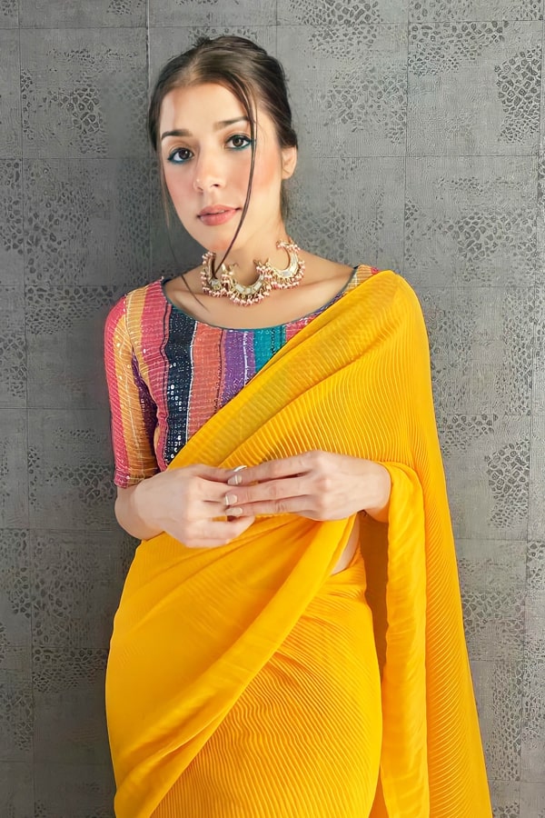 Farewell party modern farewell sarees Yellow - Anaya Designer Studio