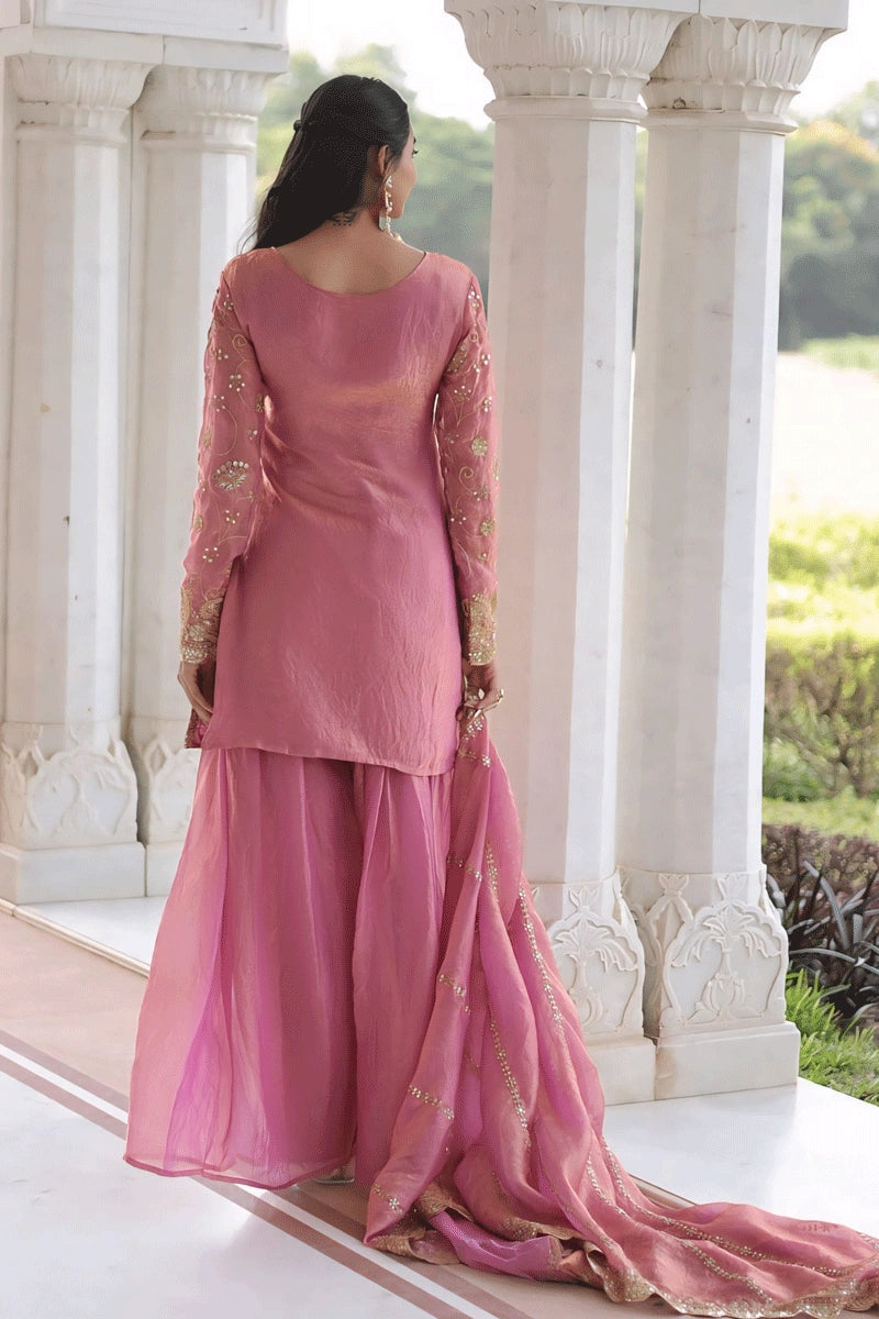 Festival Wear Baby Pink Sharara Suit for Girl