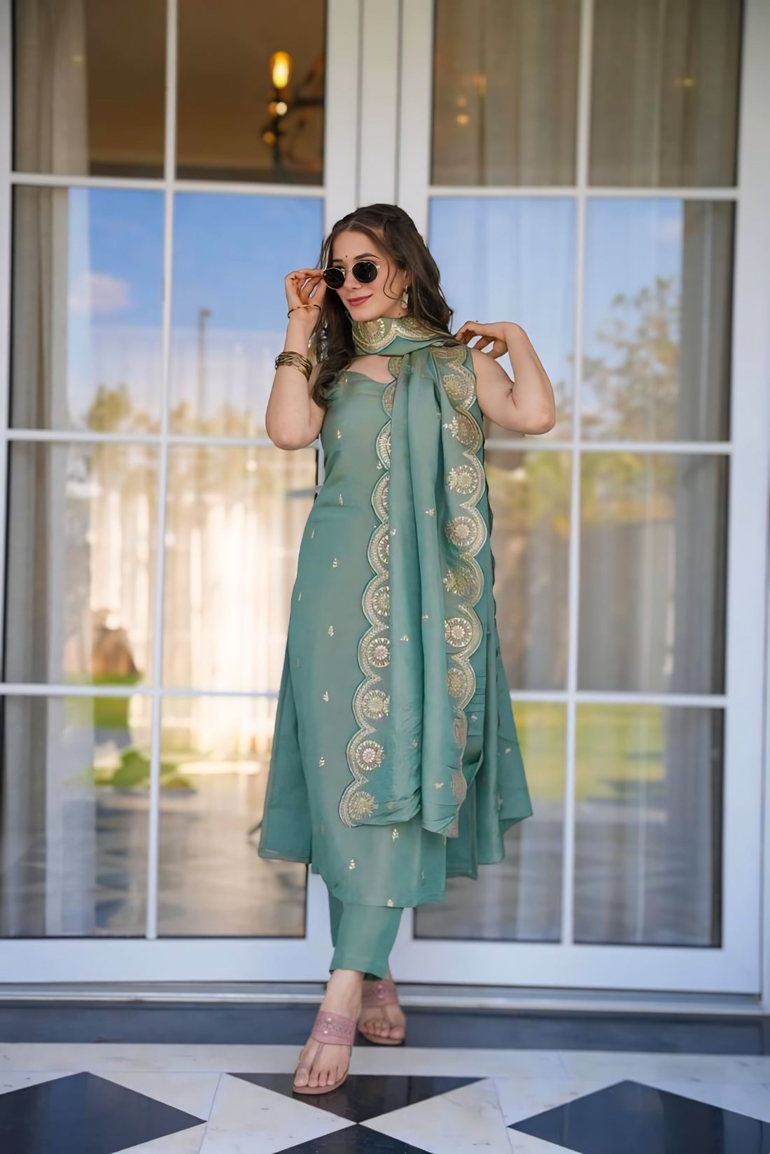 Silk embroidered kurti
