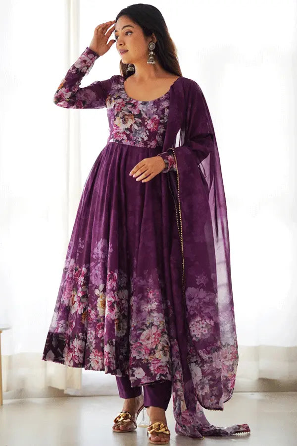 Floral Print Gown For Raksha Bandhan