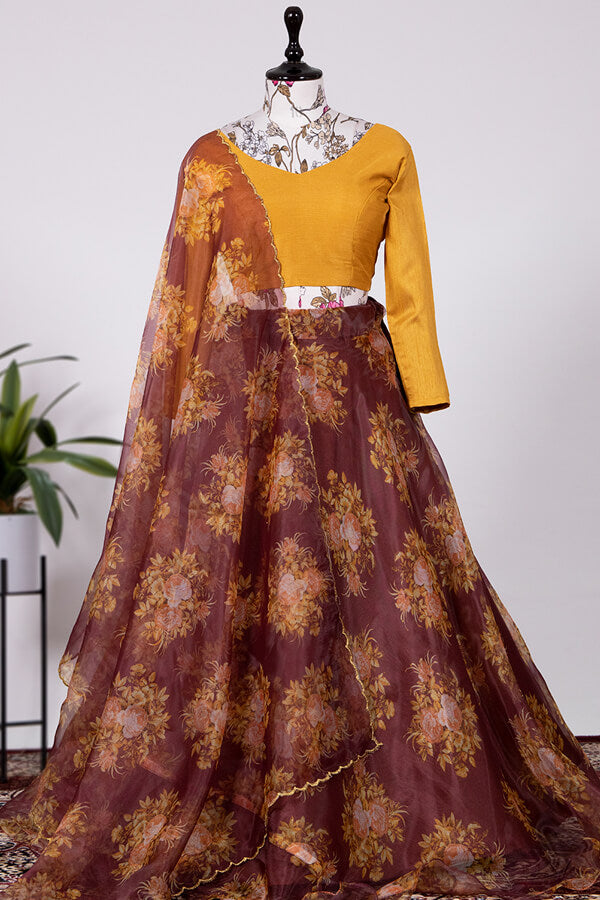 Floral Print Lehenga Choli With Dupatta For Wedding - Anaya Designer Studio