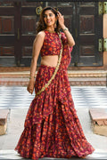 Floral Print Lehenga Choli With Dupatta