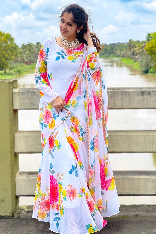 Latest Designer Digital Printed Simple Gown Design - Anaya Designer Studio