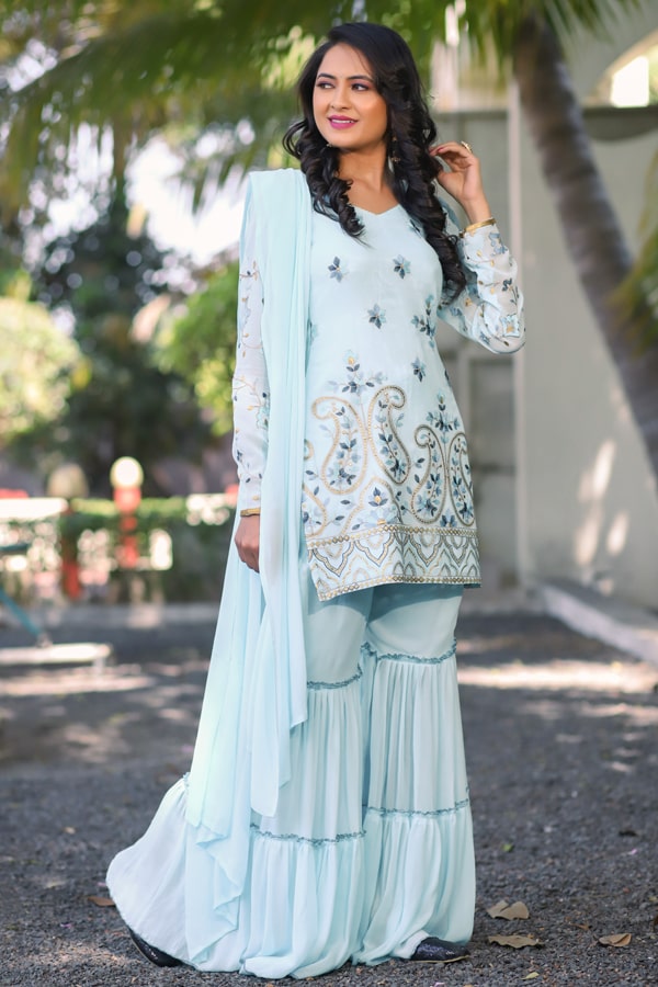 Floral Sharara Suit Design For Girls