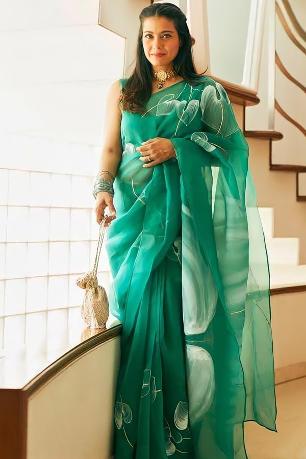 Floral organza sarees online Kajol Style - Anaya Designer Studio