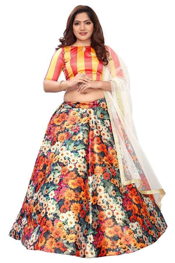 Floral print lehenga with crop top Latest - Anaya Designer Studio