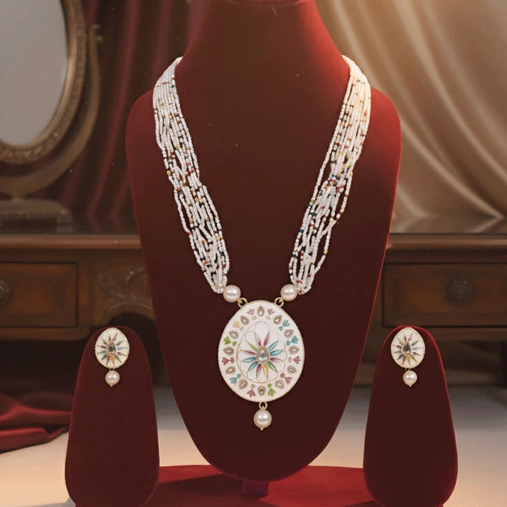 White Meenakari Necklace