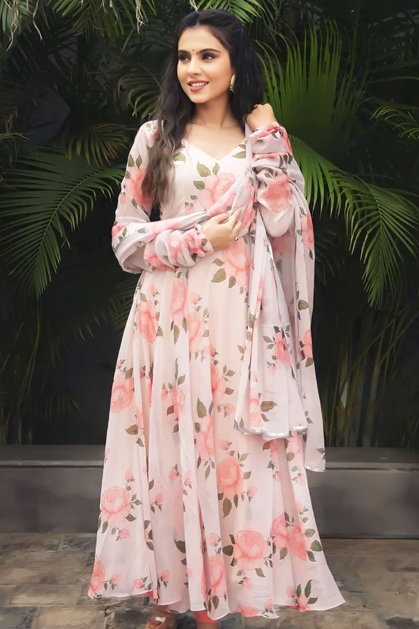 Floral Print Anarkali Gown For Raksha Bandhan 2023 - Anaya Designer Studio