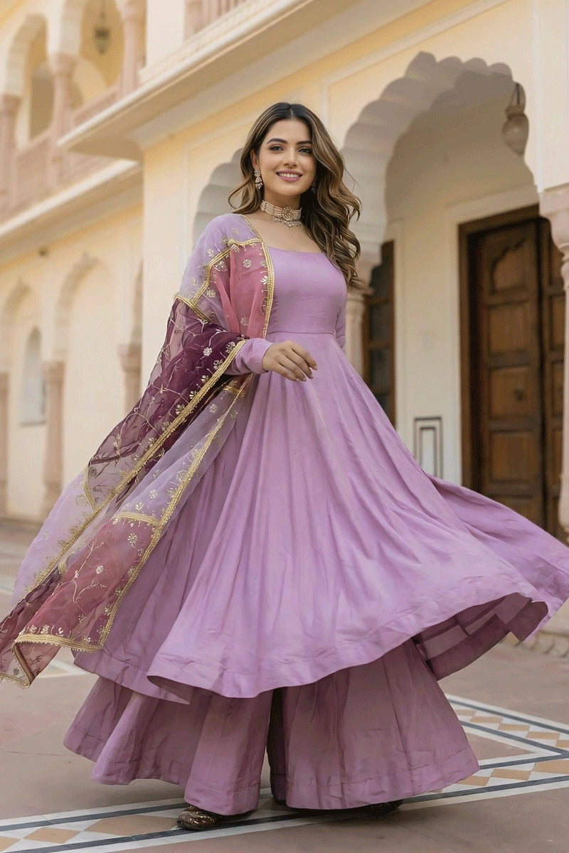 Full Sleeves Anarkali Plazo Suit