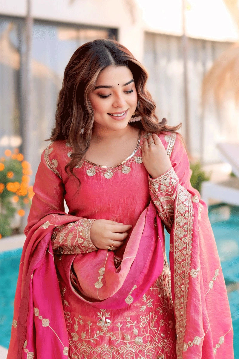 Full Sleeves Designer Sharara Suit For Teenga Girl 