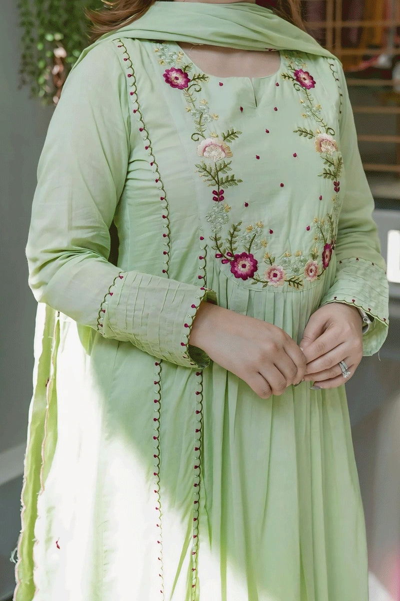 Full Sleeves Pista Anarkali for Women