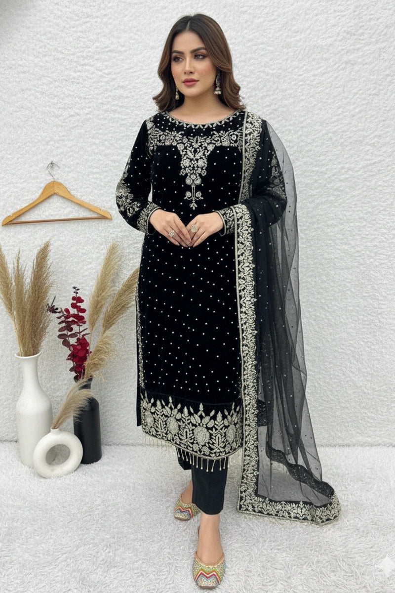 Full Sleeves Velvet Suit for Women