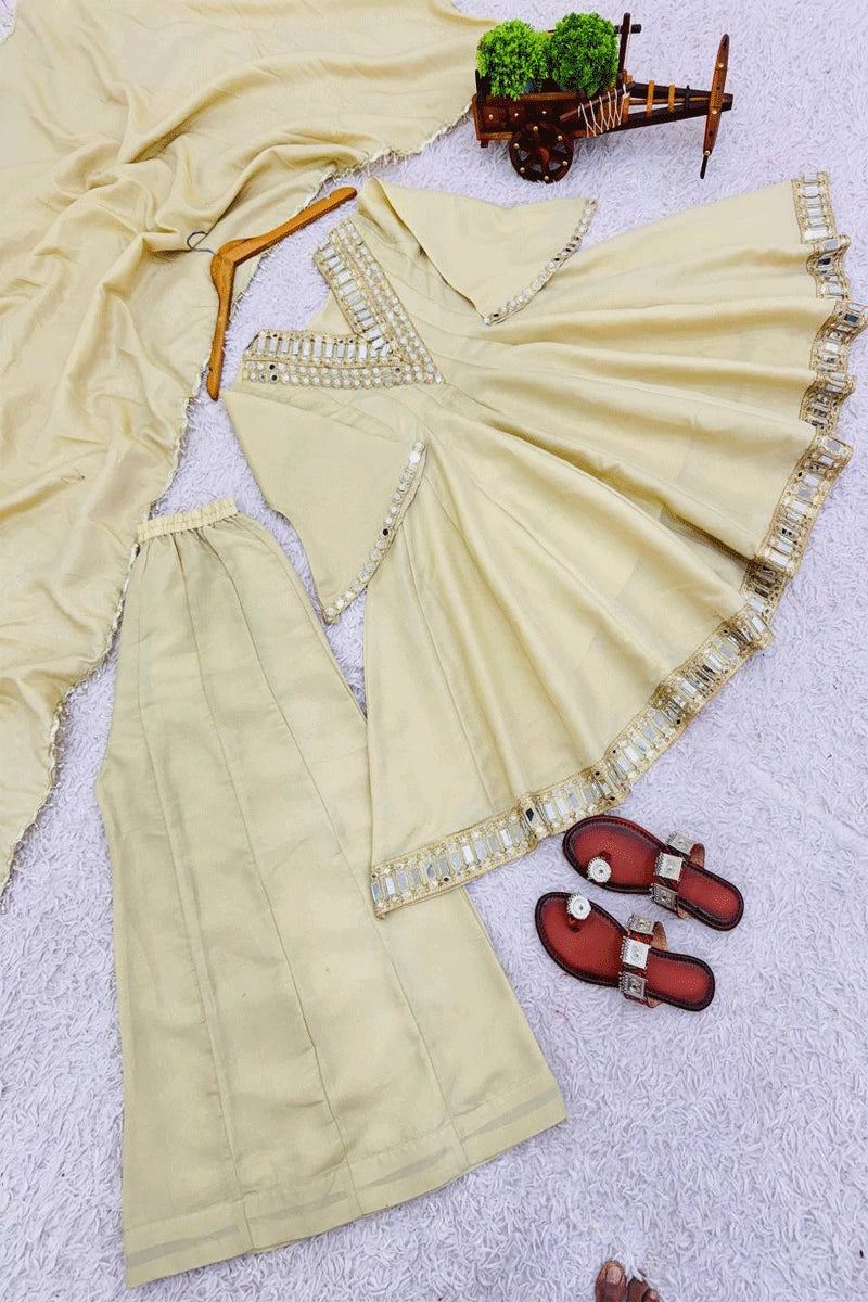 Graceful Full Sleeves Real Mirror Work Sharara Set