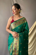 Green Paithani Saree For Ganpati Festival