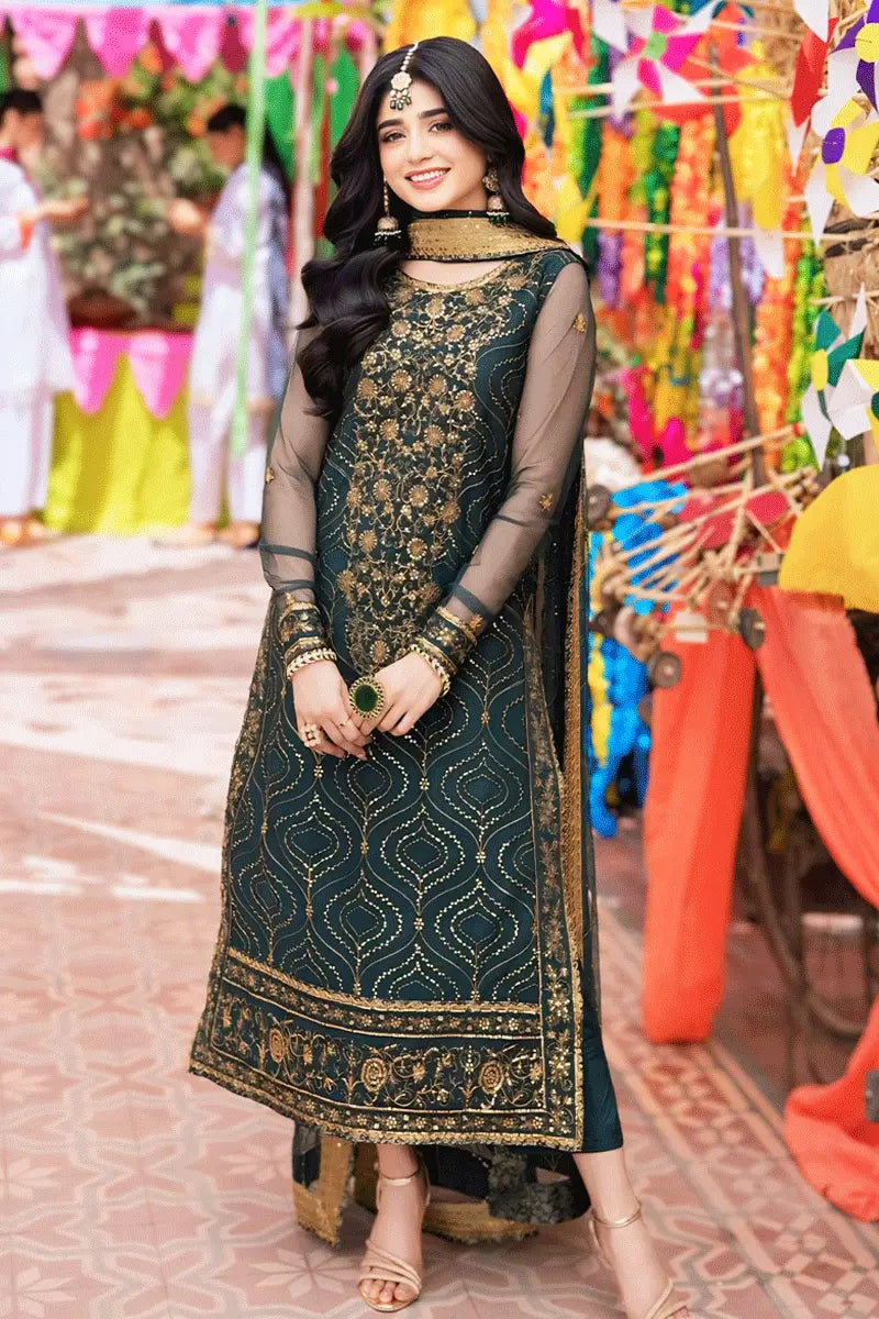 Green Color Long Top Dress For Mehendi Function