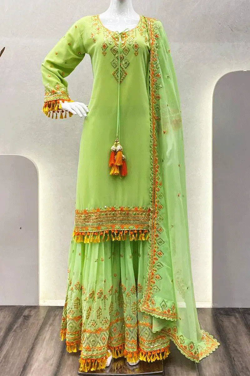 Green Color Sharara Dress With Price