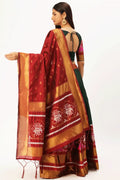 Green Half Saree With Red Dupatta