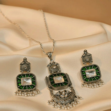 Green and White Stone Pendant