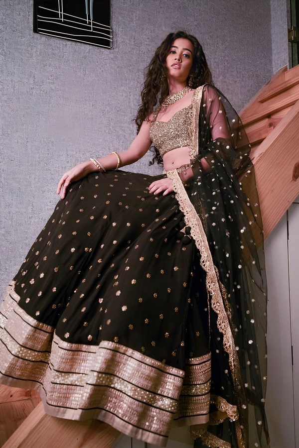 Black Crop Top Lehanga For Wedding 2023 - Anaya Designer Studio