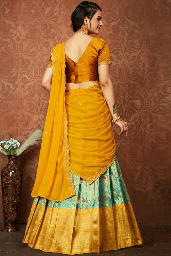 Back Side Saree Jacket Design Girl Lehenga Half Saree For Girls 2024