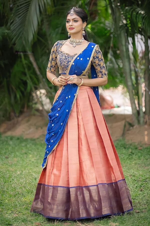 Latest South Indian Wedding Half Saree Design - Anaya Designer Studio