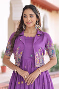 Half-sleeve jacket anarkali