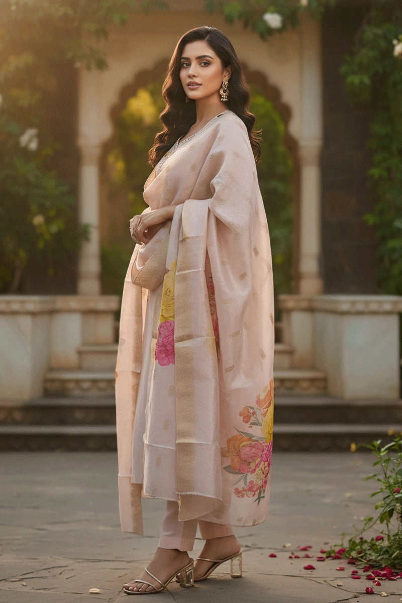 Light Peach Kurti Set