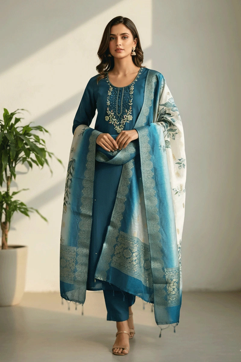 Handwork Silk Kurti Set