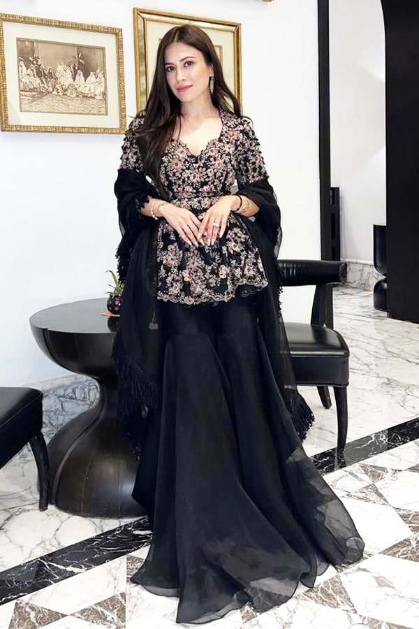 Black Sharara For Wedding With Belt - Anaya Designer Studio