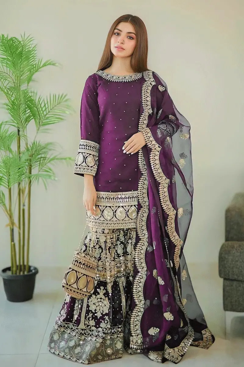 Heavy Purple Sharara Suit Design Collection For Rakhi