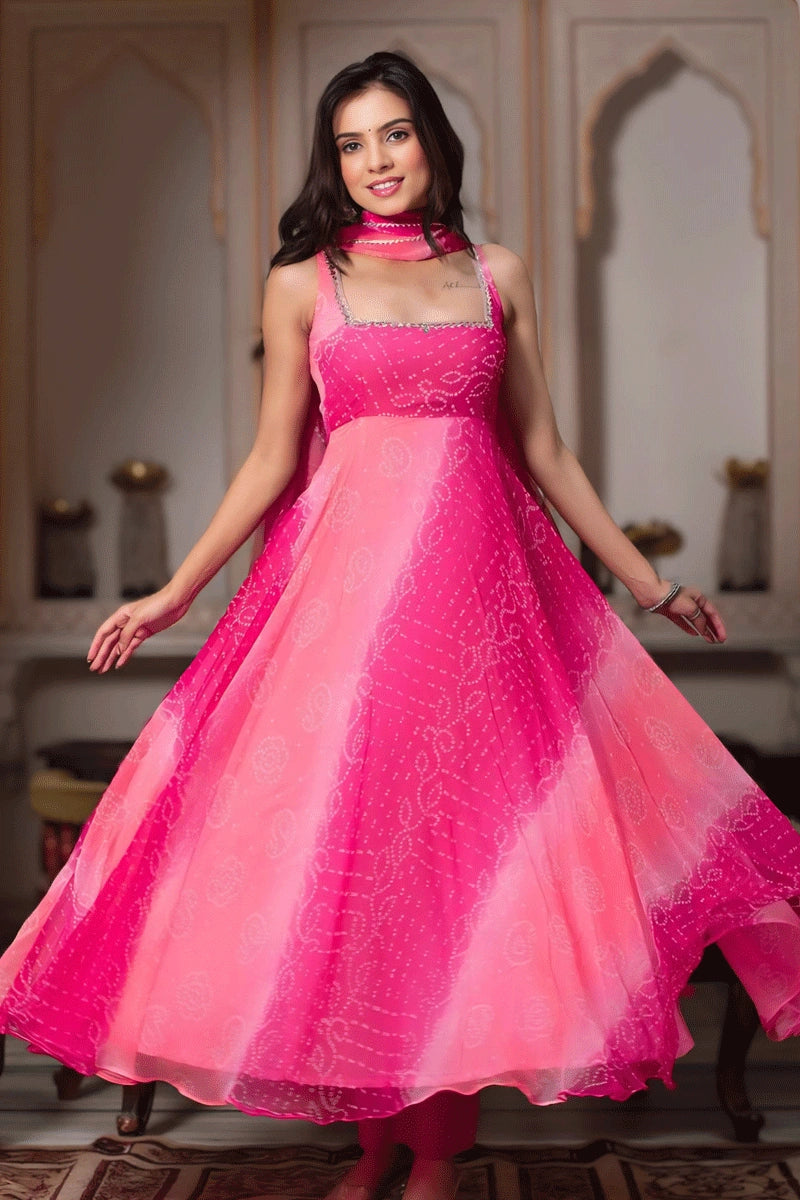 Heavy Flair Anarkali Wth Double Color 